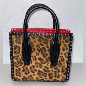 Christian Louboutin Small Leopard Print Studded Tote Bag NWT